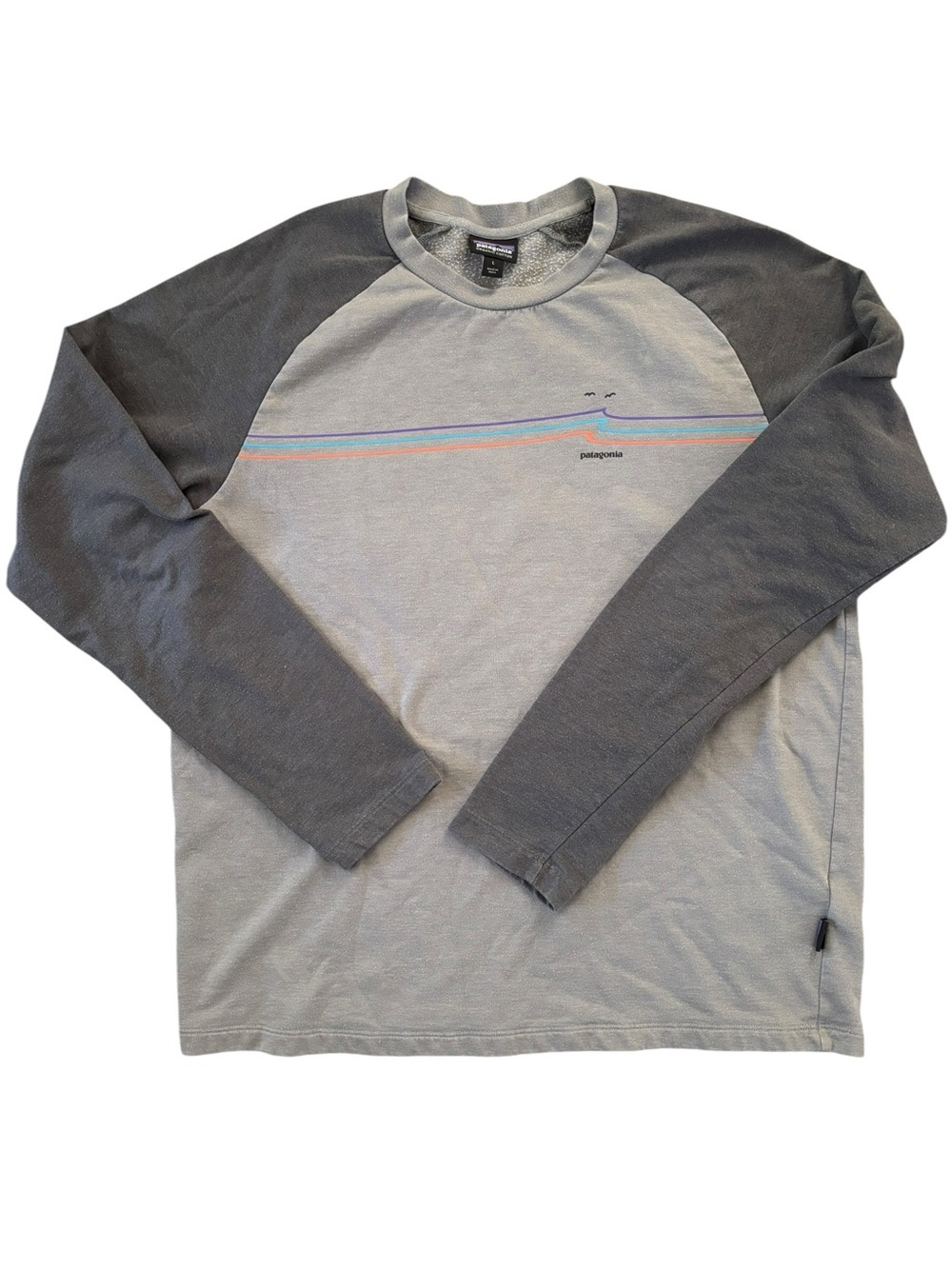 Patagonia Tide Ride Lightweight Crew LS Sweatshirt Sz L Gray Darker Sleeves